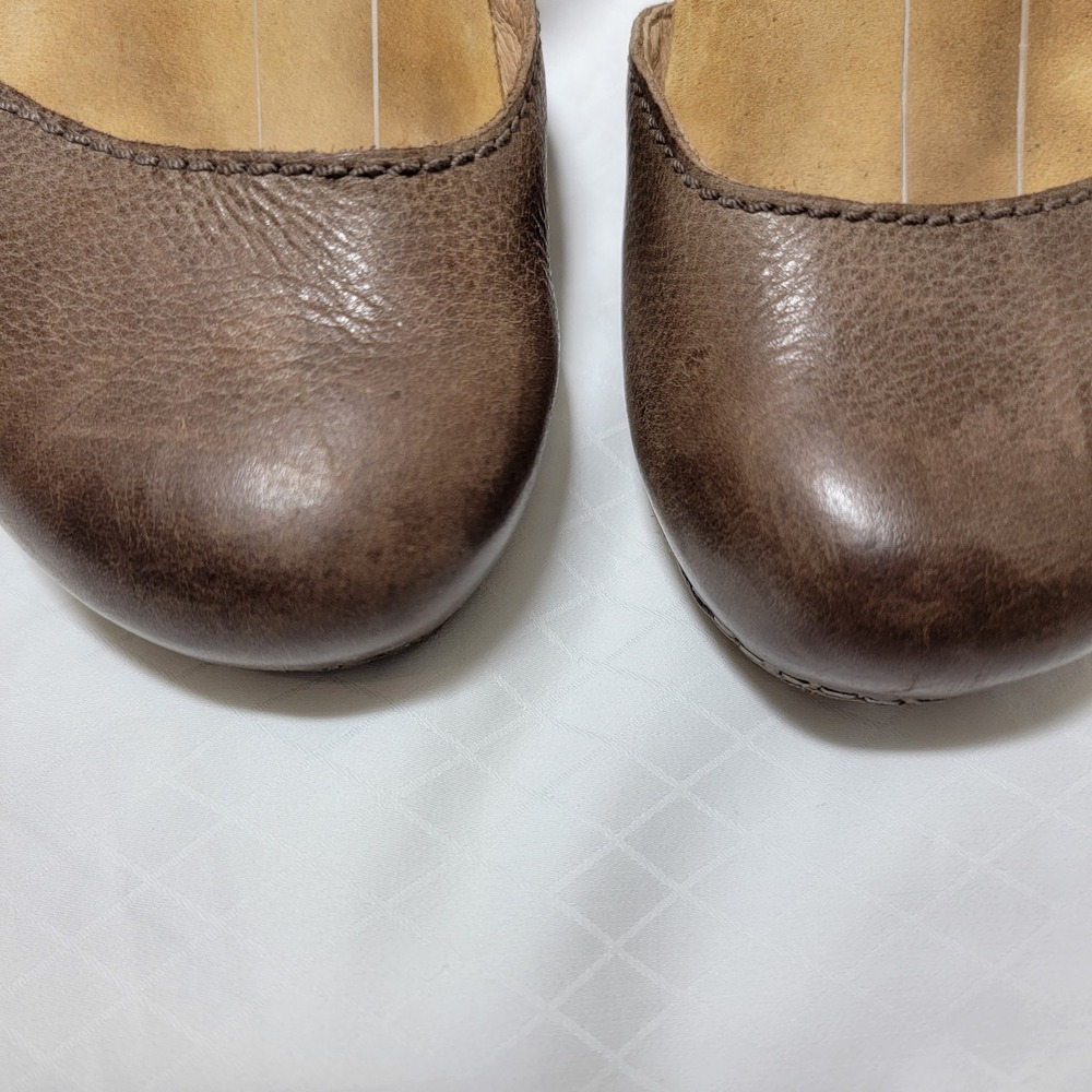 Dansko Tiffani 36 5.5-6 Milled Burnished Brown Leather Mary Jane Wedge Sandals - Picture 3 of 15